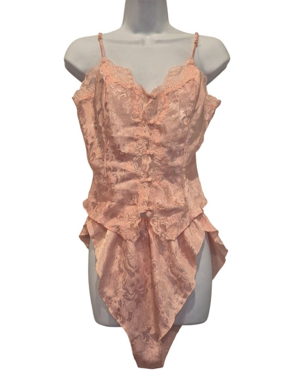 Vintage Victorias Secret Lingerie Set Pink Lace Panties Cami Satin Medium Sexy